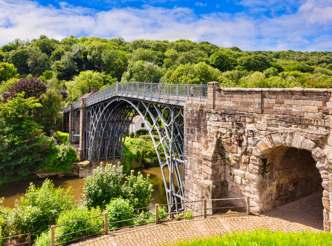 The world’s first iron bridge spanning the River Severn, UK