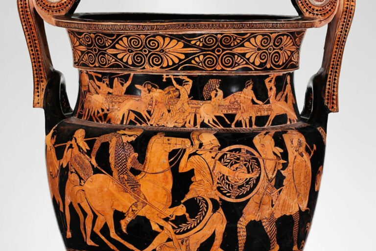 Ancient Greek terracotta vessel with black-figure decoration